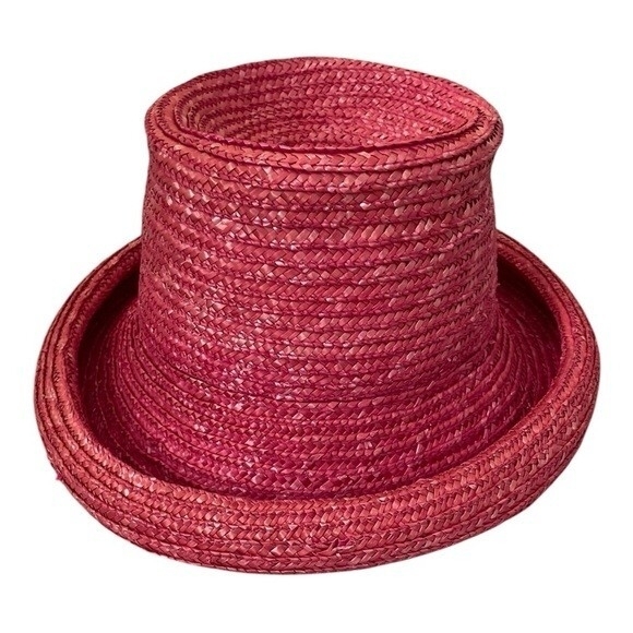 Vintage BETMAR Hot Pink Straw Bucket Hat Women Beach Sun Protection One Size main image 7